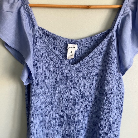 JAPNA Light Blue Tank Smocked Rayon Wide Leg Pants Jumpsuit Size XL NWT - Picture 4 of 13